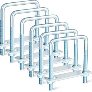 lot 8480 image: Zonon 6 Pcs 38 x 3-58 x 4 Square U Bolt with Frame Plates and Nuts Zinc Plated U Clamp Bolts for Boat Trailer Tube Rectangular Wood Industrial Supplies and Metal Object