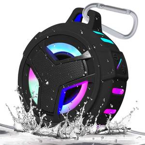 lot 8481 image: EBODA Bluetooth Shower Speaker, Portable Bluetooth Speakers, IP67 Waterproof Wireless Speaker with LED Light, Floating, 2000mAh, True Wireless Stereo for Kayak, Beach, Gifts for unisex -Black