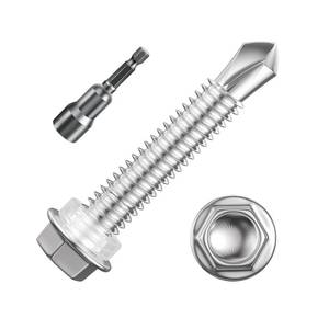 lot 8484 image: Wensilon (200Pcs) #14�1-14 Hex Washer Head Self Drilling Screws, 410 Stainless Steel Metal SheetScrews��TEK Screws, Sheet Metal Self Tapping Screws