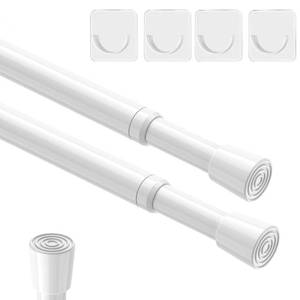 lot 8494 image: AIZESI 2pcs Spring Tension Rods Adjustable 26 to 39 inch Small Tension Curtain Rod No Drilling Expandable Spring Loaded Curtain Rod,Suitable for Doors and Windows 28 to 36 inch, White