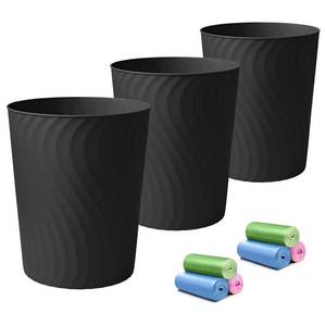 lot 9107 image: YGJT Small Trash Can, 3 Pack 1.8 Gallons Bathroom Trash Can, Slim Waste Basket, Round Garbage Can, Plastic Trash Bin for Kitchen, Dorm, Bedroom, Office, Living Room, Study, Compact Spaces(Black)