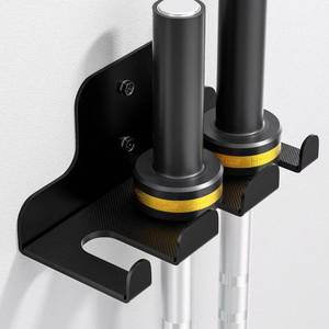 lot 9117 image: JNIHEEP Barbell Holder,Garage Gym Bar Wall Rack with 3 Bar Holders for Hanging Olympic Barbells, Curl Bars, Chains,Resistance Band,and ect,Holds Under 33mm Bar Size(Black)
