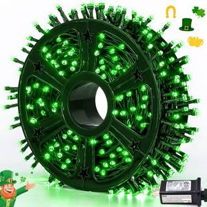 lot 9120 image: JMEXSUSS 500 LED Green Christmas Lights, 8 Modes Green String Lights Outdoor Plug in, 173ft St Patricks Day Light for Party Xmas Tree St Patricks Day Decorations