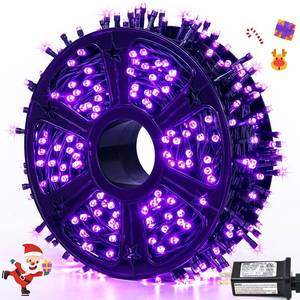lot 9121 image: JMEXSUSS 500 LED Purple Christmas Lights, 173ft 8 Modes Christmas String Lights Outdoor Waterproof, Green Wire Purple LED Light for Indoor Party House Xmas Decorations