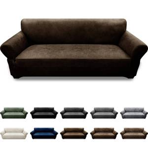 lot 10105 image: Pfrstuv Couch Cover Leather Look 3 Seater Couch Sofa Cover 1-Piece Sofa Slipcover Stretch Furniture Protector with Elastic Bottom & Pockets(Sofa, Coffee)