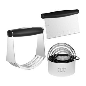 lot 10108 image: HULISEN Stainless Steel Biscuit Cutter Set, Pastry Scraper and Dough Blender, Sturdy & Long-Lasting with Ergonomic Rubber Grip, Professional Baking Dough Tools, Gift Package (3 PcsSet)