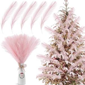 lot 10109 image: Cinnvoice 50 Pcs Christmas Pampas Grass Tree Decor 16.5 Inch Boho Faux Pampas Grass Tree Topper for DIY Pastel Christmas Ornaments Table Centerpiece Xmas Wedding Party Home Decor(Pink)