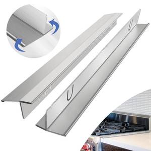 lot 10113 image: Stove Gap Covers Stainless Steel 2 Packs, 13.827.6 Inch Adjustable Heat Resistant Not Sharp Gap Filler, Easy to Clear Stove Counter Gap Cover Suitable for Even Surface (Silver)