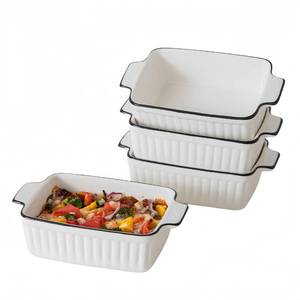 lot 13277 image: DLIM HOME 12 Oz Casserole Dish, Ceramic Baking Dishes Sets of 4, Small Casserole Dish with Handle, Porcelain Bakeware Sets, 5 Rectangular Baking Serving Dish for Casserole, Cakes, Dishwasher Oven Safe
