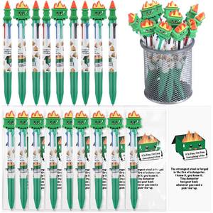 lot 13283 image: Kosiz 25 Set Valentine Coworker Gifts Dumpster Funny Employee Appreciation Gift Bulk Multicolor Ballpoint Pen 4 Colors in One 0.5mm with Bookmark for Office Staff Nurse Staff Team Teacher