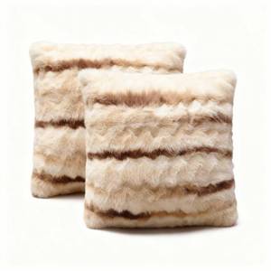 lot 14382 image: ZYFZCLBL Faux Fur Cushion Cover, Square Solid Cushion Pillowcase Decorative Pillow Cover Luxury Soft Cozy Fluffy Pillow Covers for BedCouch, Pack of 2, 22 x 22 Inch, Brown Print