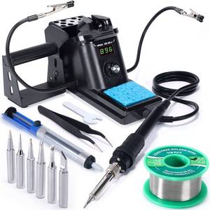 lot 15577 image: YIHUA 926 III 60W Digital Display Soldering Iron Station Kit w 2 Helping Hands, 6 Extra Iron Tips, Lead-Free Solder, Solder Sucker, SS Tweezers, °C�F Conversion, Auto Sleep & Calibration Support