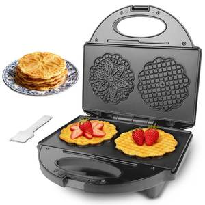 lot 15582 image: FineMade Pizzelle Maker with Non-Stick Coating, Electric Pizzelle Cookie Baker Press with Snowflake Pattern, Make Two 4 Inch Traditional Italian Waffle Cookies at Once, Recipe Included