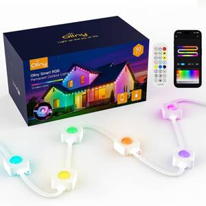 lot 15588 image: Ollny 50FT 30LED Permanent Outdoor Lights, APP Control RGB Outdoor Lights 100 Scene Modes with Remote, DIY Music Modes Christmas Light for Holiday Xmas Halloween Decorations