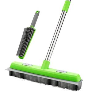 lot 15608 image: Rubber Broom with Squeegee for Carpet Pet Hair Remover,57 inch Long Handled Fur Remover Rake,Portable Detailing Lint Brush,Pet Removal Fluff Carpet, Hardwood Floor, Tile
