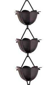 lot 15612 image: Monarch Rain Chains Aluminum Lotus Black Rain Chains for Gutters �� 8.5 ft Black Decorative Rainchain Outdoor Durable Heavy Duty Gutter Chain Downspout, Modern Rainchains for Outside