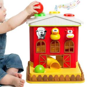 lot 15618 image: STARKTOY Electronic Pound A Ball Barn House with Lights & Music, Fun Learning Toy Gift for 8 12 18 24 Month Old Baby and Toddlers 1-3, Montessori, Best Drop Ball Toys for 1 Year Old Boys and Girls