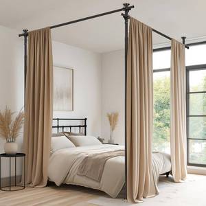 lot 15625 image: Gonnrly Room Divider Tension Rod No Drilling, Adjustable 72-200 W x 43-120 H Room Divider Curtain Rod, Black