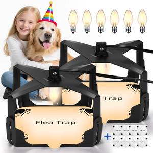 lot 19287 image: Flea Trap for Inside Your Home - 6 Bulbs & 8 Sticky Glue Boards for Bed Bug Control, Flying Insects Killer, Trap Pest Control for Bugs Gnats Moths Indoor and Outdoor��Black��