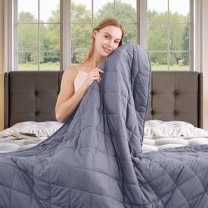 lot 3926 image: OMYSTYLE Weighted Blanket for Adults (15lbs, 48x72) - Twin Size Heavy Throw Blanket, Breathable and Cooling Microfiber Material with Premium Glass Bead for All Season Use, Machine Washable, Grey
