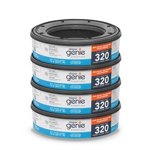 lot 3934 image: Diaper Genie Essentials Round Refill Pack of 4  Holds Up to 1280 Newborn Diapers  Features Unscented Continuous Film  Compatible with Diaper Genie Complete and Expressions Pails