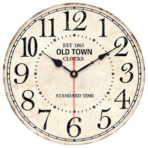 lot 3936 image: Toudorp 14 Inch Retro Round Wall Clock Old Town Vintage Antique Style Battery Operated French Country Silent Wall Clocks for Farmhouse,Garden,Home Kitchen,Bedroom,Office
