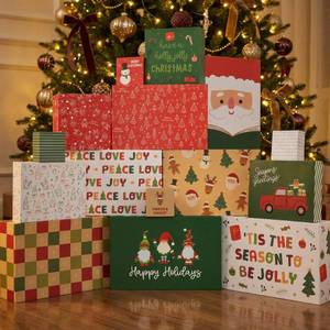 lot 3938 image: ZICOTO Beautiful Christmas Gift Boxes Set of 15 - Stylish Holiday Present Boxes with Assorted Festive Designs for Easy Christmas Gift Wrapping - Perfect Variety Set for Shirts, Clothing and More