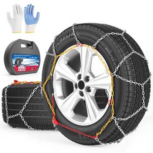 lot 3942 image: Snow Chains for Car Tires Manual Tightening, Universal Adjustable Emergency Portable Tire Chains, Suitable for Commuter Car and SUV, Set of 2
