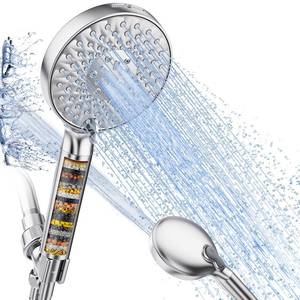 lot 4186 image: SR SUN RISE Filtered Shower Head with Handheld High Pressure 9 Spray Mode Showerhead Detachable Shower Head Water Softener Filters Beads for Hard Water Remove Chlorine 1 Filter Chrome