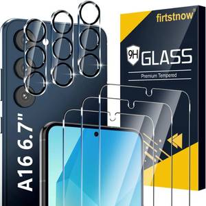 lot 4187 image: firtstnow 3 Pack Glass Screen Protector for Samsung Galaxy A16 5G 6.7 inch  3 Pack Camera Lens Protector, 9H Tempered Glass, Fingerprint Unlock, HD Clear Case Friendly Anti-Scratch