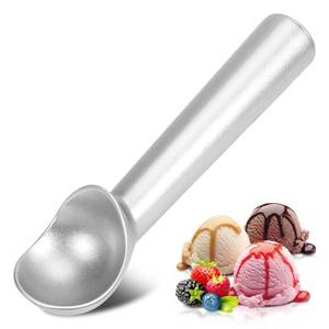 lot 4193 image: Ice Cream Scoop,7 inches Nonstick Anti-Freeze One Piece Aluminum Scooper Spoon, Heavy Duty Durable Design, Easy Clean, for Gelato, Cookie Dough, Sorbet, Almond (Silver)
