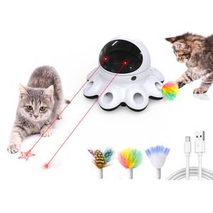 lot 4194 image: ORSDA Cat Laser Toy, 2-in-1 Interactive Automatic Motion Activated Moving 8 Holes Whack A Mole Feather, USB Rechargeable Electronic Smart Sensor Kitten Toys for Indoor Exercise