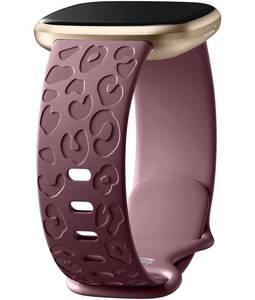 lot 4197 image: Odbeai Sport Bands Compatible with Fitbit Versa 4 & 3, Sense 2 & Sense Leopard Engraved Cute Fancy Soft Silicone Waterproof Replacement Wristbands Strap for Women