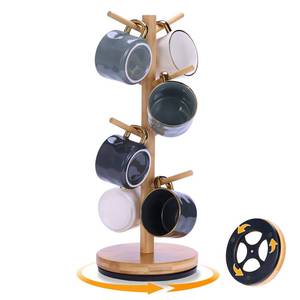 lot 4198 image: Krispmaild Mug Holder Tree, Upgraded 360° Rotated 8 Hooks Coffee Mug Holders for Counter, Bamboo Mug Rack Stand for Coffee Bar Accessories