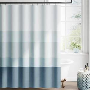 lot 4215 image: jinchan Ombre Ocean Blue Striped Shower Curtain Waterproof Fabric Shower Curtains for Bathroom Gradual Color Minimalist Design Modern Neutral with 12 Hooks 70x72 Inches