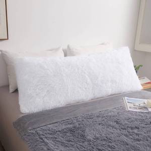 lot 4218 image: MEGO Luxury Fluffy Body Pillow Cover, 20x54 Shaggy Faux Fur Body Pillow Case, White Soft Plush Fuzzy Body Pillowcase, Decorative Furry Long Bed Pillow with Zipper Closure Hug Pillow for Bedroom White