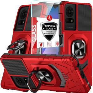 lot 4219 image: for TCL K24TCL K23TCL 50 LECricket K24 5G Case Work with Magnetic Car Mount, for TCL K24TCL K23TCL 50 LE with Screen Protector, Heavy Duty Rugged Protective Cell Phone Cover,with Kickstand.(Red)