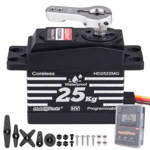 lot 4221 image: HobbyPark Waterproof RC Servo 25KG High Torque Metal Gear Digital Servo for 112 110 RC Car Truck Buggy Programmable 2BB Control Angle 180° HV (Coreless Motor)