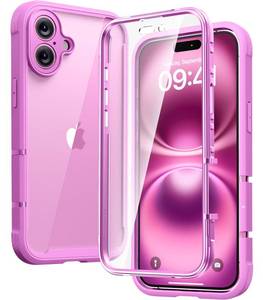 lot 4222 image: Diaclara Designed for iPhone 16 Case, Upgraded Full Camera Protection Full Body Rugged Bumper Case with Built-in Screen Protector, Rose Pink