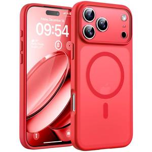lot 4225 image: TOCOL for Phone 17 Pro Case, Full Camera Protection, Built-in Magnetic Ring, Compatible with Magsafe Charger, Drop Protection, Translucent Matte Phone Case for Phone 17 Pro 6.3 inch (Red)
