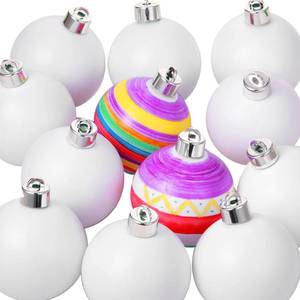lot 4233 image: Sratte 2 Christmas Tree DIY Plain Ball Ornament Making Kit Decoration Blank White Ball Ornaments for DIY Craft Activities for Tree and Gift Box Ornaments(16 Pcs)