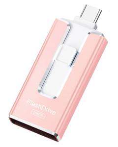 lot 4235 image: MFi Certified 256GB Flash Drive for iPhone, 3 in 1 Type-C USB Memory Stick Thumb Drive for Photos Videos, High Speed External Memory Storage Photo Stick for iPhone iPad Android PC (Rose Pink)