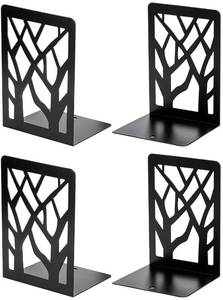 lot 4237 image: MaxGear Book Ends Tree Design Modern Bookends for Shelves, Non-Skid Book Holder, Heavy Duty Metal Book Storage for BooksCDs, Decorative Book Stopper for Home, 7 x 4.7 x 3.5��, Black,2 Pair4 Pieces