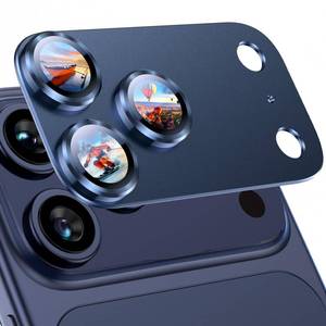 lot 4243 image: Uyiton Compatible with iPhone 17 Pro Max Camera Lens Protector - Not Easy to BreakStrong AdsorptionCase-Friendly Metal Tempered Glass Rear Camera Screen Cover - Deep Blue