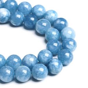 lot 4249 image: 10MM 38PCS Blue Aquamarine Jade Loose Beads for Jewelry Making DIY Bracelet