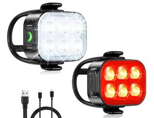 lot 4259 image: Zewdov Bike Lights for Night Riding, USB Rechargeable Bike Lights Front and Back, Waterproof IP65 Bicycle Light, 46 Modes Bike Headlight and Tail Light Set,1.5 Hrs Fast Charging, Easy to Install