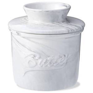 lot 4267 image: Eichzer Ceramic Butter Crock with Lid, Marbled Butter Keeper for Spreadable Butter, Elegant Butter Dish for Home and Kitchen Decor (White, Black)
