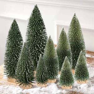 lot 4269 image: 9Pcs Mini Christmas Trees Christmas Decor Artificial Christmas Decorations with 4 Sizes, Christmas Tree Bottle Brush Trees Christmas Table Decorations (Dark Green Two-Tone)
