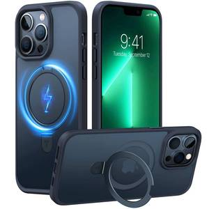 lot 4274 image: TORRAS Magnetic for iPhone 13 Pro Max Case 6.7 inch  Fit for Magsafe with Stand, Military Grade Drop Protection Shockproof Translucent Back Slim Protective Phone Case (2021), Black