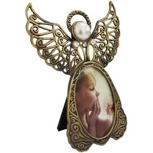 lot 4275 image: RinRinGo Vintage Picture Frame, 2x3 Vintage Metal Photo Frame, Desktop Angel Wings Picture Frame